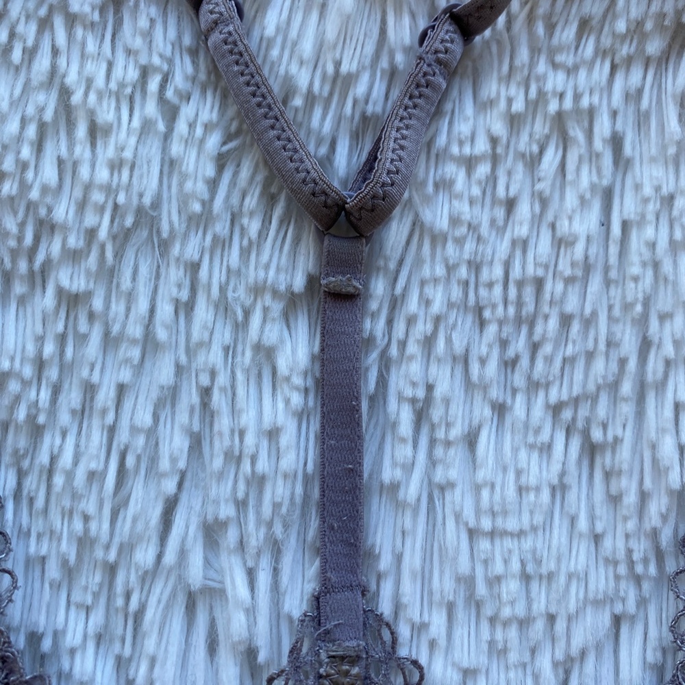 VICTORIA'S SECRET Purple Lace Triangle Bra Bralette Medium M - Picture 3 of 6